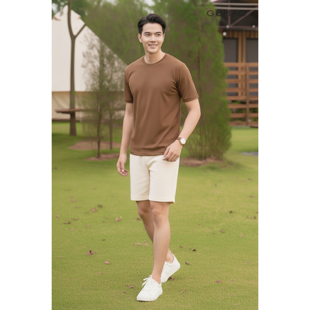 Áo Thun Nam GUMAC Cổ Tròn Form Suông Tay Ngắn Chất Vải Thun Co Giãn 4 Chiều LATNF0914