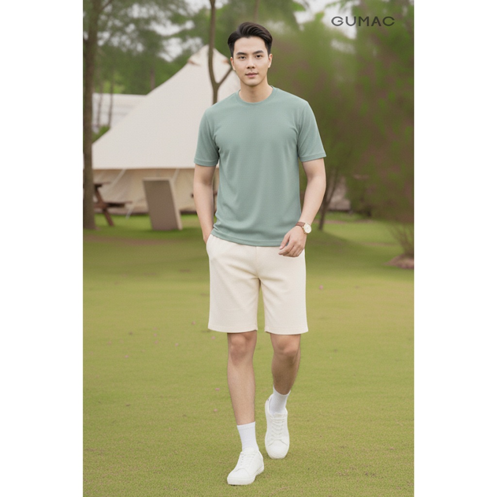 Áo Thun Nam GUMAC Cổ Tròn Form Suông Tay Ngắn Chất Vải Thun Co Giãn 4 Chiều LATNF0914