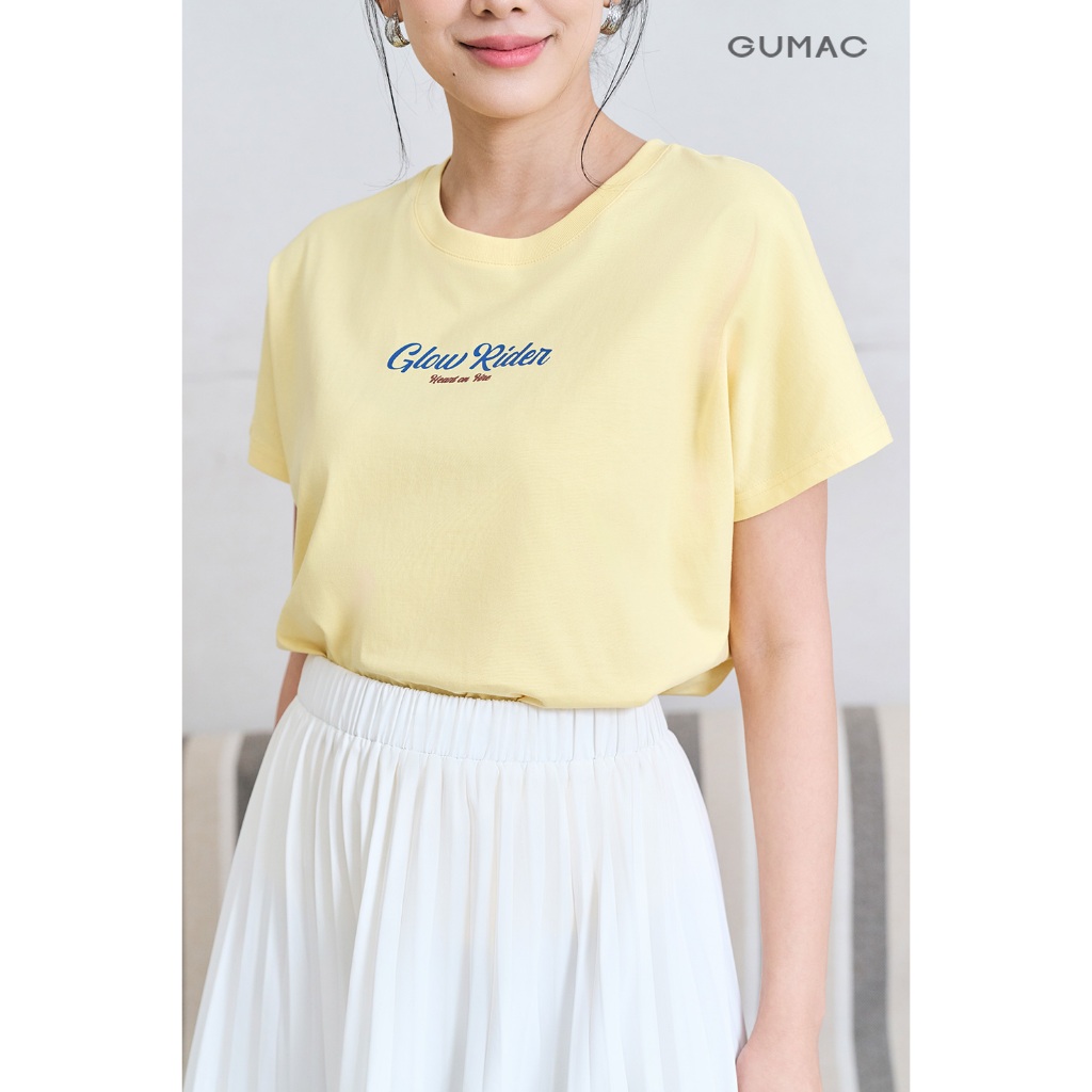 [NEW] Áo thun nữ GUMAC form suông cánh dơi in art phối màu  ATF12031