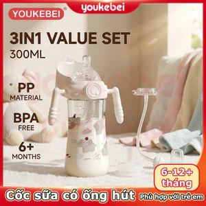 Youkebei Cốc nước có ống hút nắp tự động mở, Nước nóng 65 độ sẽ không bị phun ra., chất liệu an toàn.