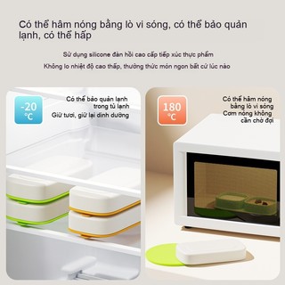 Youkebei Hộp Cơm Silicone Chia Ngăn 3 Ngăn – Đế Hút Chân Không, Thực Phẩm Cấp, An Toàn Lò Vi Sóng & Tủ Lạnh