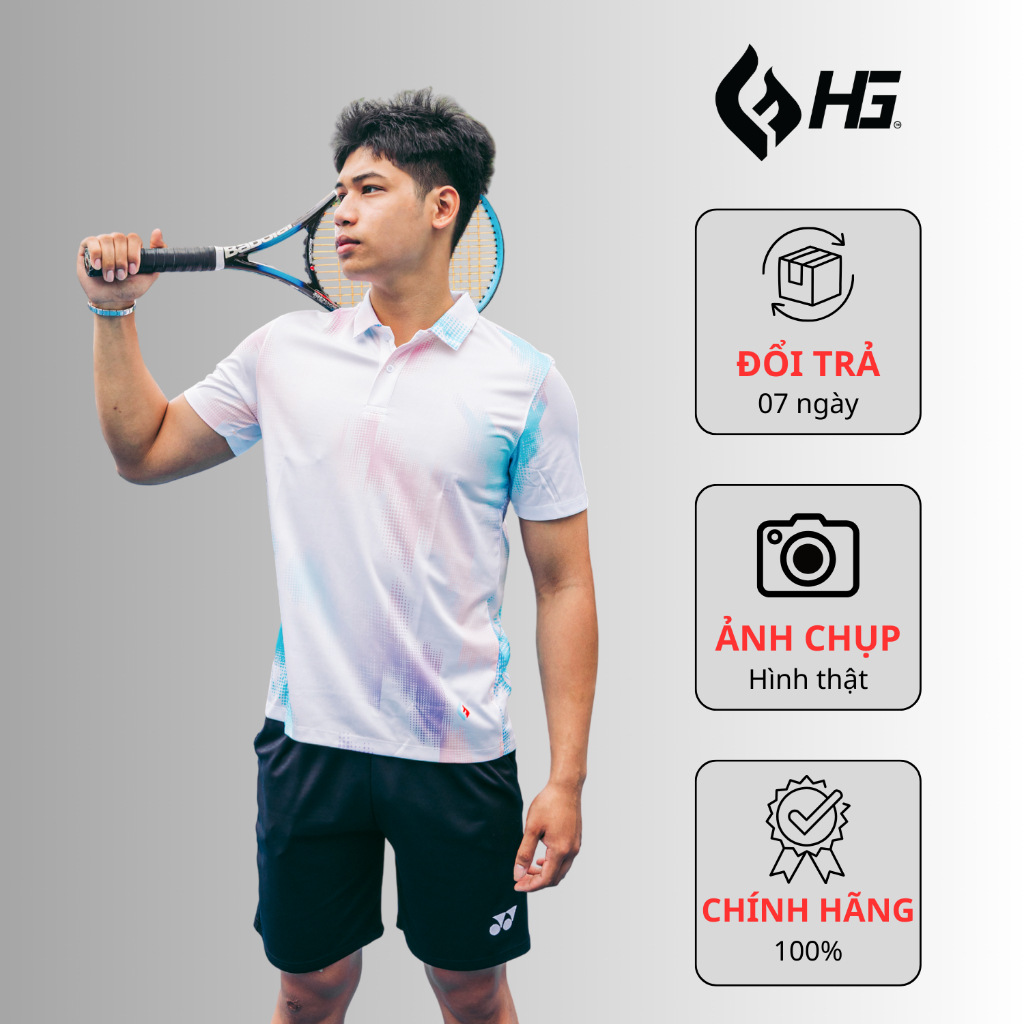 Áo polo thể thao nam HG thấm hút nhanh phù hợp chơi tennis golf pickleball thoáng nhẹ A25PO-1M.