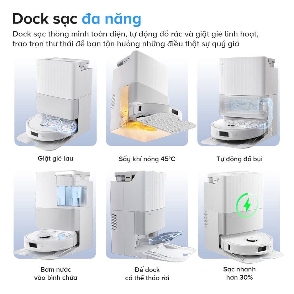 [Quà tặng] Roborock Qrevo 5AE robot hút bụi lau nhà, Lực hút 12.000 Pa, Tự giặt sấy khô, Bảo hành 24 tháng