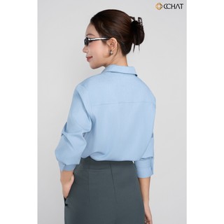 Áo Sơ Mi Nữ 𝐂𝐂𝐇𝐀𝐓 Dáng Suông Kiểu Giả Jeans Chất Liệu Tuytsi Cao Cấp 25FDS9009ST