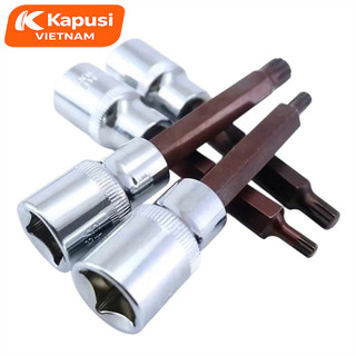 Đầu Tuýp Bông Mai 12 Cạnh Dài 100mm Kapusi 1/2 inch – M5 đến M16 – CRV S2, Lẻ Từng Cỡ, Bh 12 tháng
