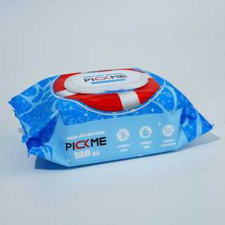Thùng 10 gói khăn ướt gia đình PickMe 120 tờ không mùi