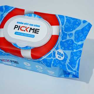 Thùng 10 gói khăn ướt gia đình PickMe 120 tờ không mùi