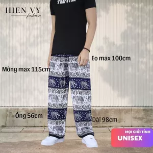 Quần thổ cẩm con voi unisex, ống suôn, SIZE (40-70KG), vải tole lanh Thái