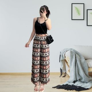 ( Quần có túi )Quần thổ cẩm, ống suôn dài 98cm , vải tole lanh Thái, mát mẻ, unisex( Size 40-65 kg)