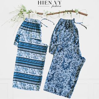 ( SIZE 40 -65KG)Quần lanh ống suôn, dài 98cm, họa tiết hoa văn, mềm mịn, mát mẻ( Nhiều mẫu )