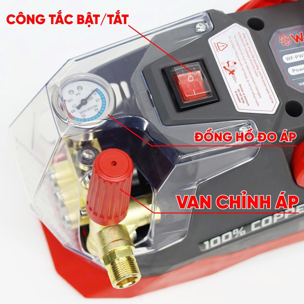 Máy Rửa Xe Áp Lực Cao WORKFIX WF-PW3350W 3350W – 200Bar – Lõi Đồng 100% – Dây 12m – Bảo Hành 12 Tháng