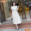 Đầm thiết kế BEMINE cổ tròn đính hoa eo tùng váy xếp ly phù hợp đi chơi-B413
