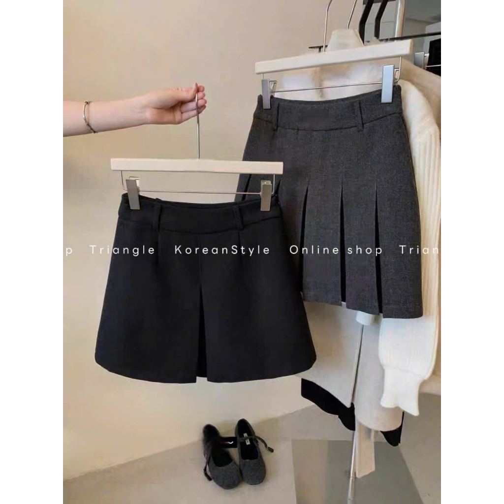 TRIANGLE - Pi Skirt (Cân nhắc kỹ, return is not welcomed)- Chân váy dạ xếp li 2 mặt đa di năng, chiều dài vừa phải