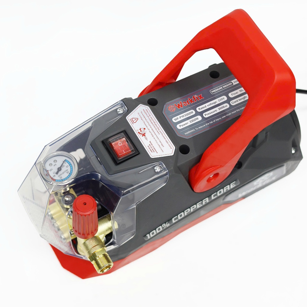 Máy rửa xe Chỉnh Áp WORKFIX WF-PW3350W, Công suất 3350w, Áp lực 200bar, Có át chống giật, Motor đồng
