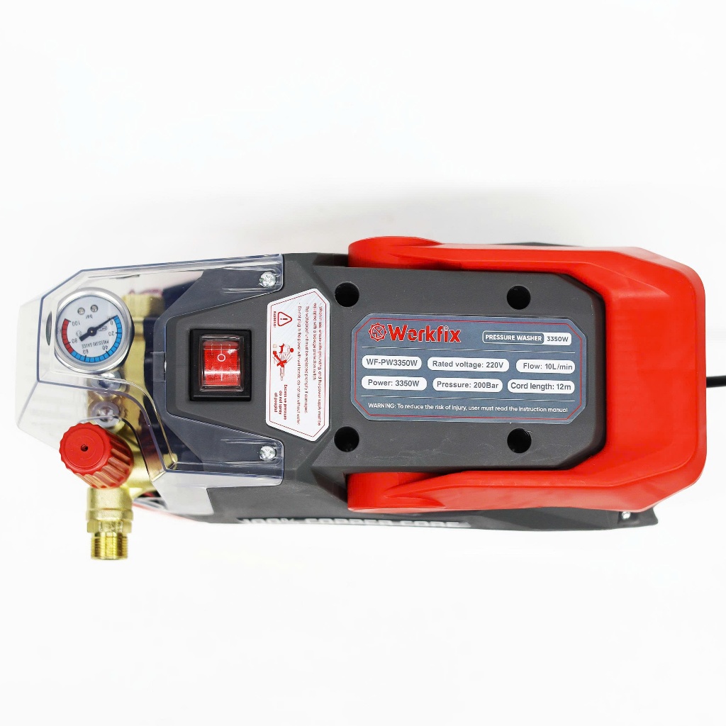 Máy rửa xe Chỉnh Áp WORKFIX WF-PW3350W, Công suất 3350w, Áp lực 200bar, Có át chống giật, Motor đồng
