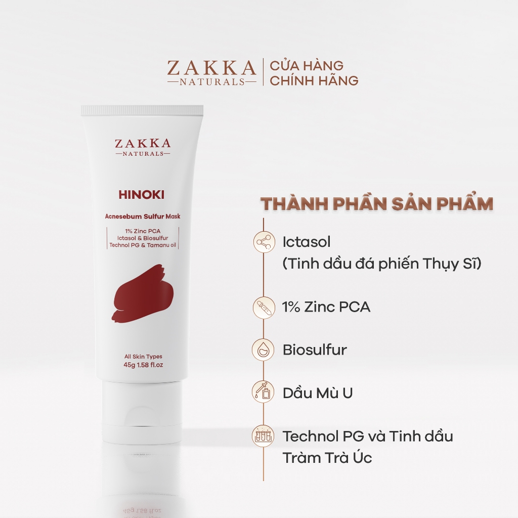 [BAO BÌ MỚI] Mặt nạ hỗ trợ kiểm soát bã nhờn & cải thiện mụn Hinoki Zakka Naturals 45g