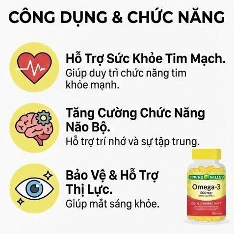 Dầu Cá Omega3 Springvalley 1000mg - Tăng cường sức khoẻ toàn diện