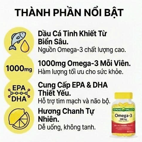 Dầu Cá Omega3 Springvalley 1000mg - Tăng cường sức khoẻ toàn diện