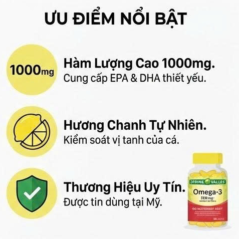 Dầu Cá Omega3 Springvalley 1000mg - Tăng cường sức khoẻ toàn diện