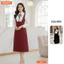 Đầm thiết kế BEMINE cổ chữ V phối bèo tay dài dáng chữ A phù hợp đi làm-B164