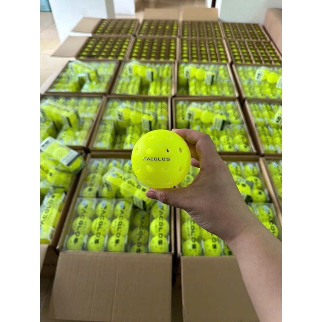 Hộp 3 bóng Pickleball Facolos 40 lỗ tiêu chuẩn thi đấu,bóng đúc nguyên khối giúp bóng có độ bền tốt