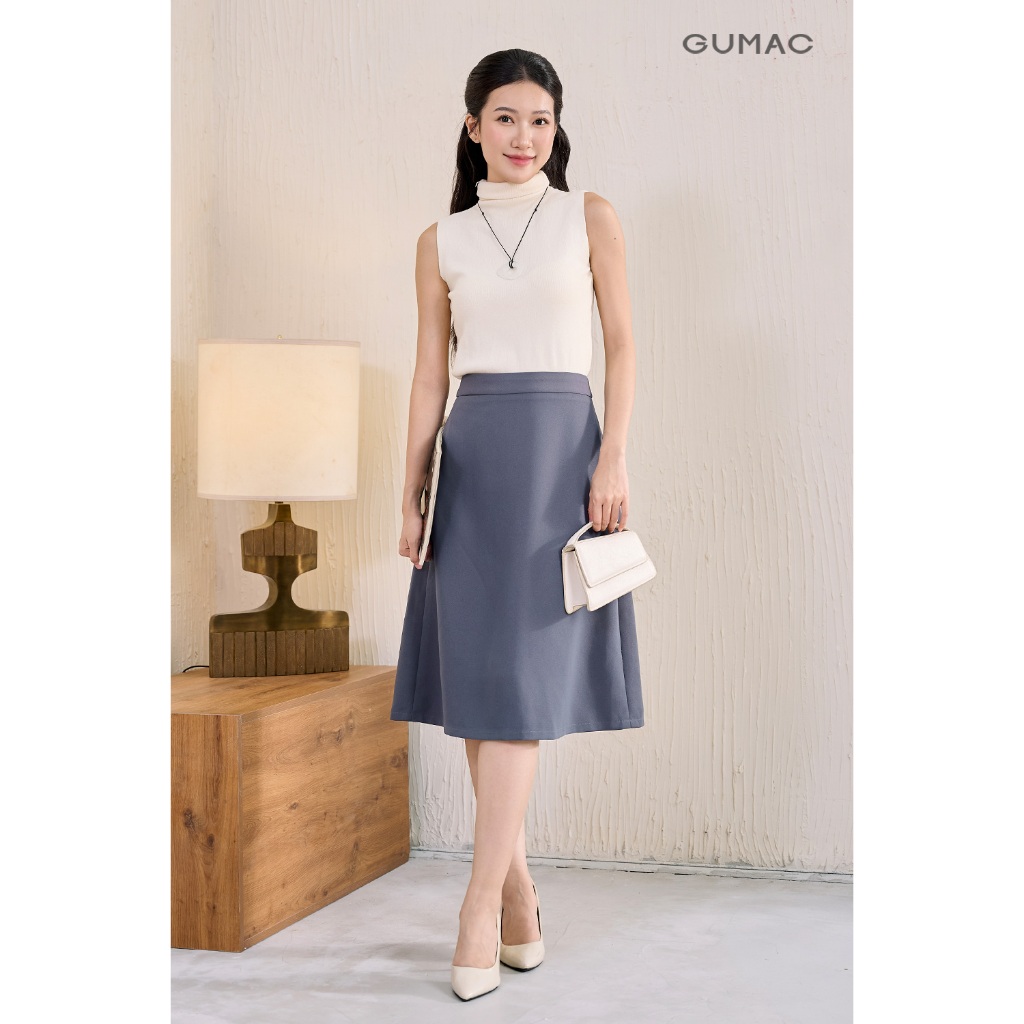 Áo len nữ GUMAC dệt kim cổ lọ form slim áo dáng vừa  AF11031