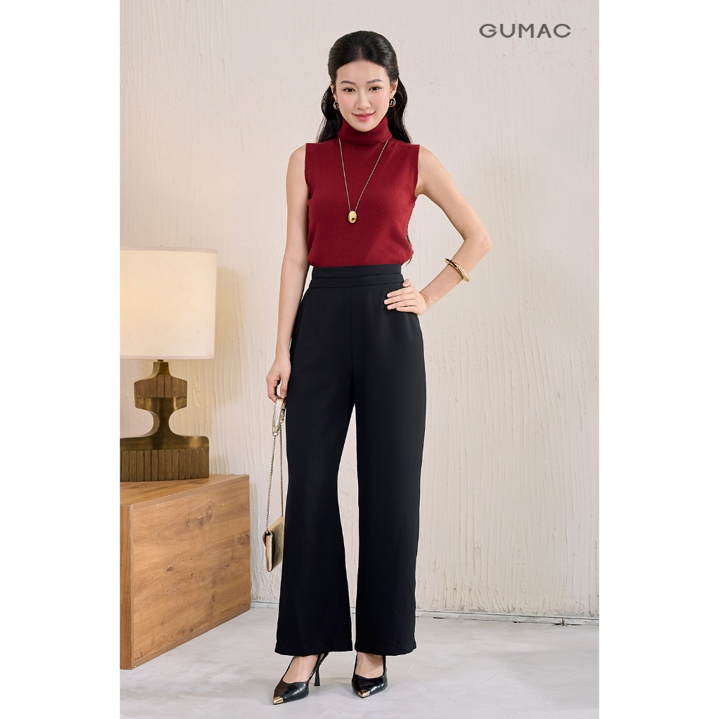 Áo len nữ GUMAC dệt kim cổ lọ form slim áo dáng vừa  AF11031