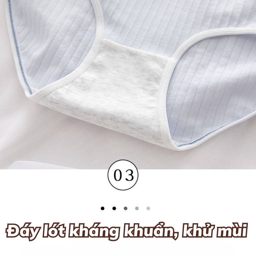 Quần lót nữ cotton kháng khuẩn khử mùi cạp vừa- Quần chip nữ họa tiết xinh xắn dễ thương DEVARI L861 - ảnh 5