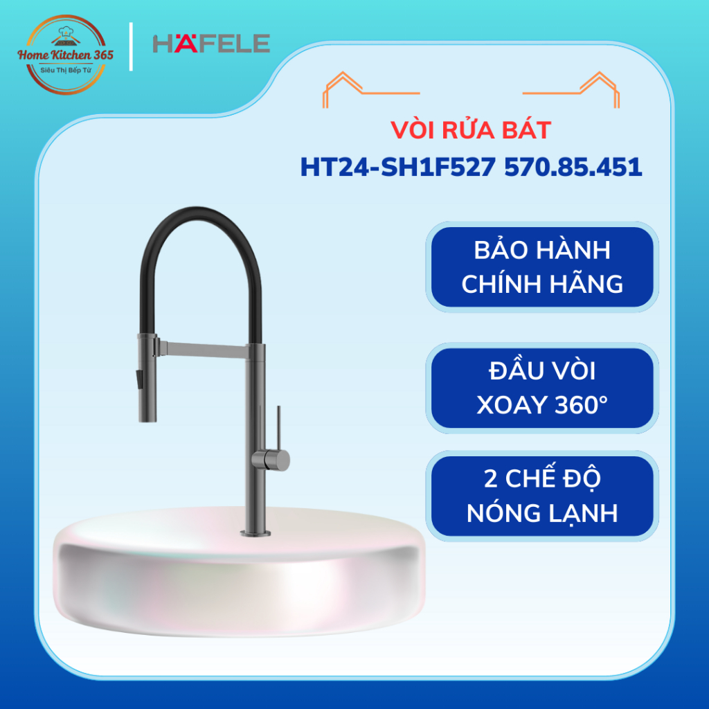 Vòi rửa chén nóng lạnh Hafele HT24-SH1F527 570.85.451 – Giải pháp tiện nghi cho bếp hiện đại