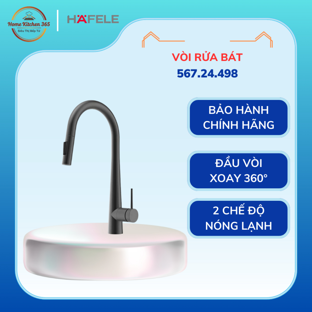 Vòi Rửa Bát Hafele HT25-SH1P417 Đen 567.24.498 – Inox Cao Cấp, Sang Trọng