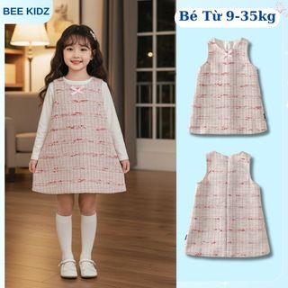 Váy Yếm Bé Gái, BST Váy Yếm Tết Cho Bé Gái Phong Cách Tiểu Thư Chất Liệu Dạ Mềm Mại