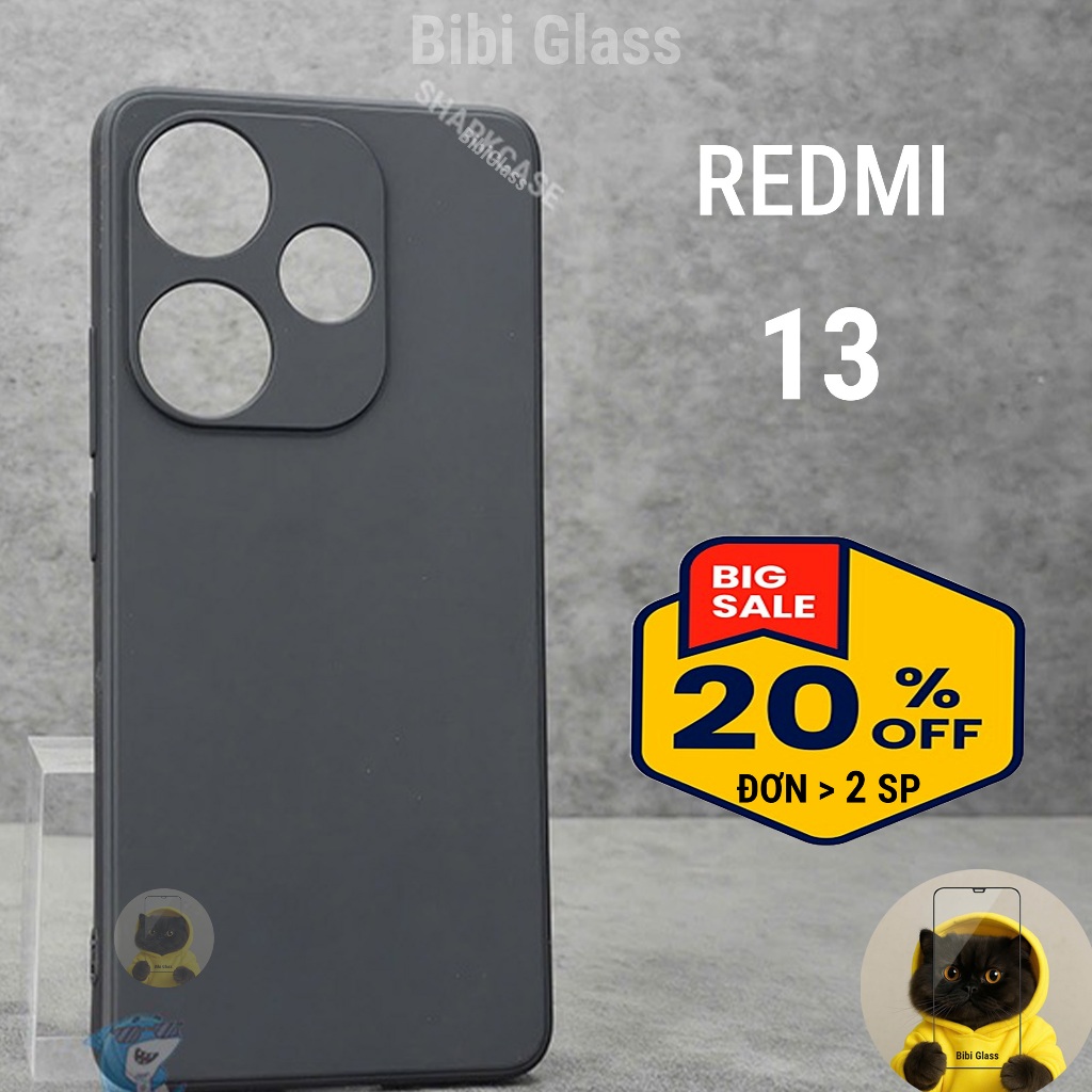 Ốp lưng Redmi 13 bảo vệ cam điện thoại toàn diện cạnh vuông nhựa dẻo tpu bibi glass