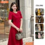 Đầm thiết kế BEMINE cổ tròn đính cúc dáng chữ A tay ngắn phù hợp đi làm, đi dạo phố-MT10100