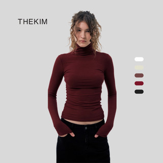 THEKIM Áo thun tăm len giữ nhiệt cổ 9 phân dài tay nhiều màu , áo len tăm cổ cao chất thun tăm lót lông tay dài  AD132