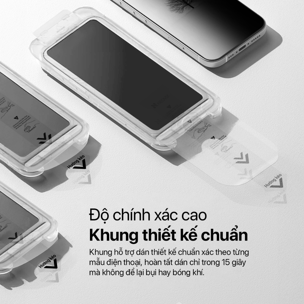 【LS】Kính Cường Lực  Khung Tự Dán iPhone 14 Pro-17 ProMax Chống Nhìn Trộm-Trong Suốt NEOVIX Viền Mỏng