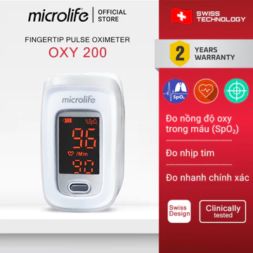 Máy Đo Nồng Độ Oxy Trong Máu SPO2 Và Nhịp Tim Microlife OXY 200 | Đo Nhanh, Chính Xác, Màn Hình Led