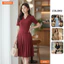 Đầm thiết kế BEMINE cổ sơ mi xẻ V tùng váy xếp ly phù hợp đi chơi-B200