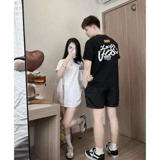 Áo Thun Thêu Xù Bông Hoa Thêu Chữ Chất Cotton, Áo Phông Thêu Xù Lệ Bông Hoa Cổ Bo Thời Trang Nam Nữ
