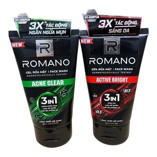 Set 3 Món Romano - Sữa Rửa Mặt 100g + Lăn Khử Mùi 25ml + Tắm Gội 60g