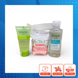 Combo 3 Món: 1 Chai Nước Tẩy Trang Sim 100ml + 1 Sữa Rửa Mặt 50g + 1 Bông Tẩy Trang 30 Miếng