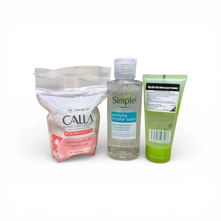 Combo 3 Món: 1 Chai Nước Tẩy Trang Sim 100ml + 1 Sữa Rửa Mặt 50g + 1 Bông Tẩy Trang 30 Miếng