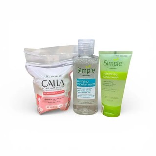 Combo 3 Món: 1 Chai Nước Tẩy Trang Sim 100ml + 1 Sữa Rửa Mặt 50g + 1 Bông Tẩy Trang 30 Miếng
