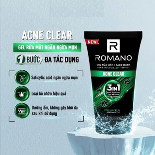 Mua 1 Tặng 1 – Sữa Rửa Mặt Romano Đa Tác Dụng Dành Cho Nam Giới 100g Tặng 1 Chai Sữa Tắm Gội 60g