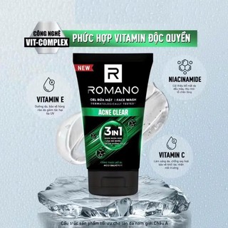 Mua 1 Tặng 1 – Sữa Rửa Mặt Romano Đa Tác Dụng Dành Cho Nam Giới 100g Tặng 1 Chai Sữa Tắm Gội 60g
