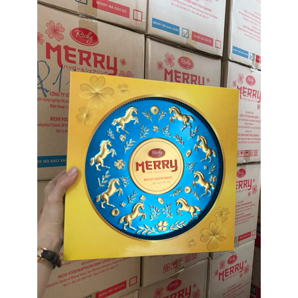 Thùng 10 Hộp Bánh Quy Merry Richy, Merry Mã đáo thành công xanh - Hộp ...