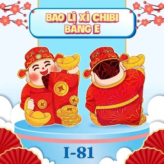 Set 30 Cái Lì Xì Chibi Hoạt Hình Dễ Thương Bảng E, Giấy Cứng Dạ Quang Dễ Thương, Bao Lì Xì Tết Hot