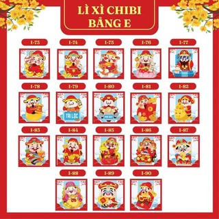 Set 30 Cái Lì Xì Chibi Hoạt Hình Dễ Thương Bảng E, Giấy Cứng Dạ Quang Dễ Thương, Bao Lì Xì Tết Hot