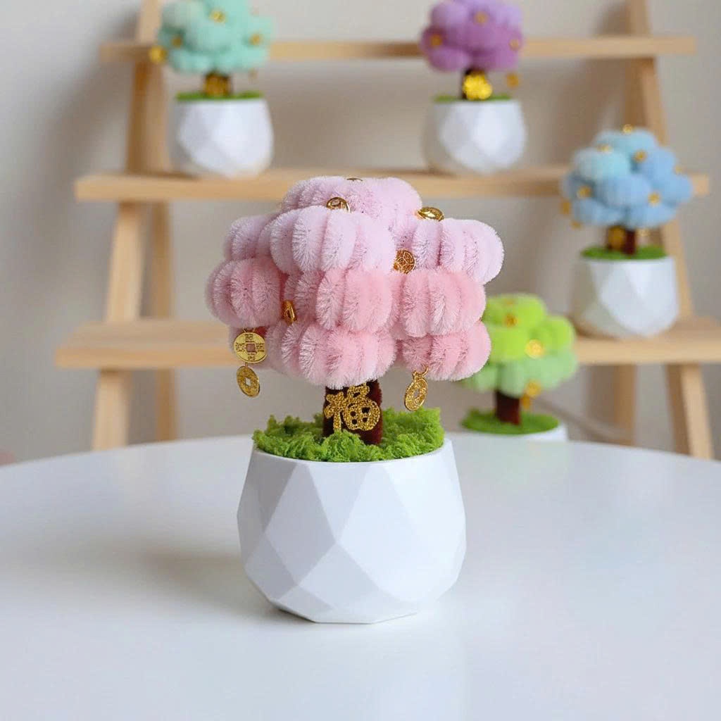 Set Tự Làm Cây Tài Lộc Handmade Bằng Kẽm Nhung