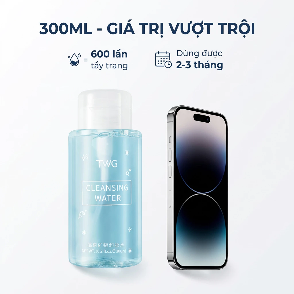 Nước tẩy trang TWG 300ml dạng vòi nhấn