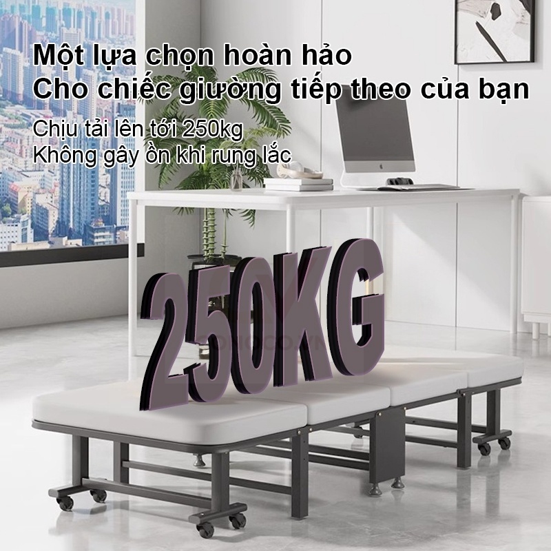 Sẵn hàng Giường gấp văn phòng CONOCO 4 khúc nệm foam êm, có bánh xe, gấp gọn dễ di chuyển